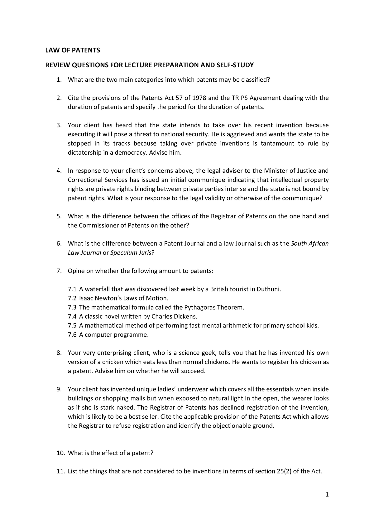 thesis topics for patent law