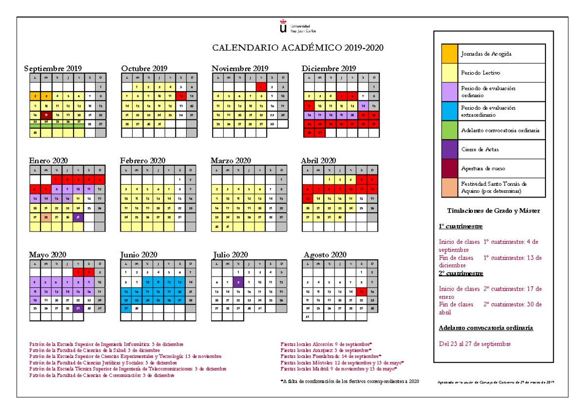 Calendario academico rey juan carlos 4