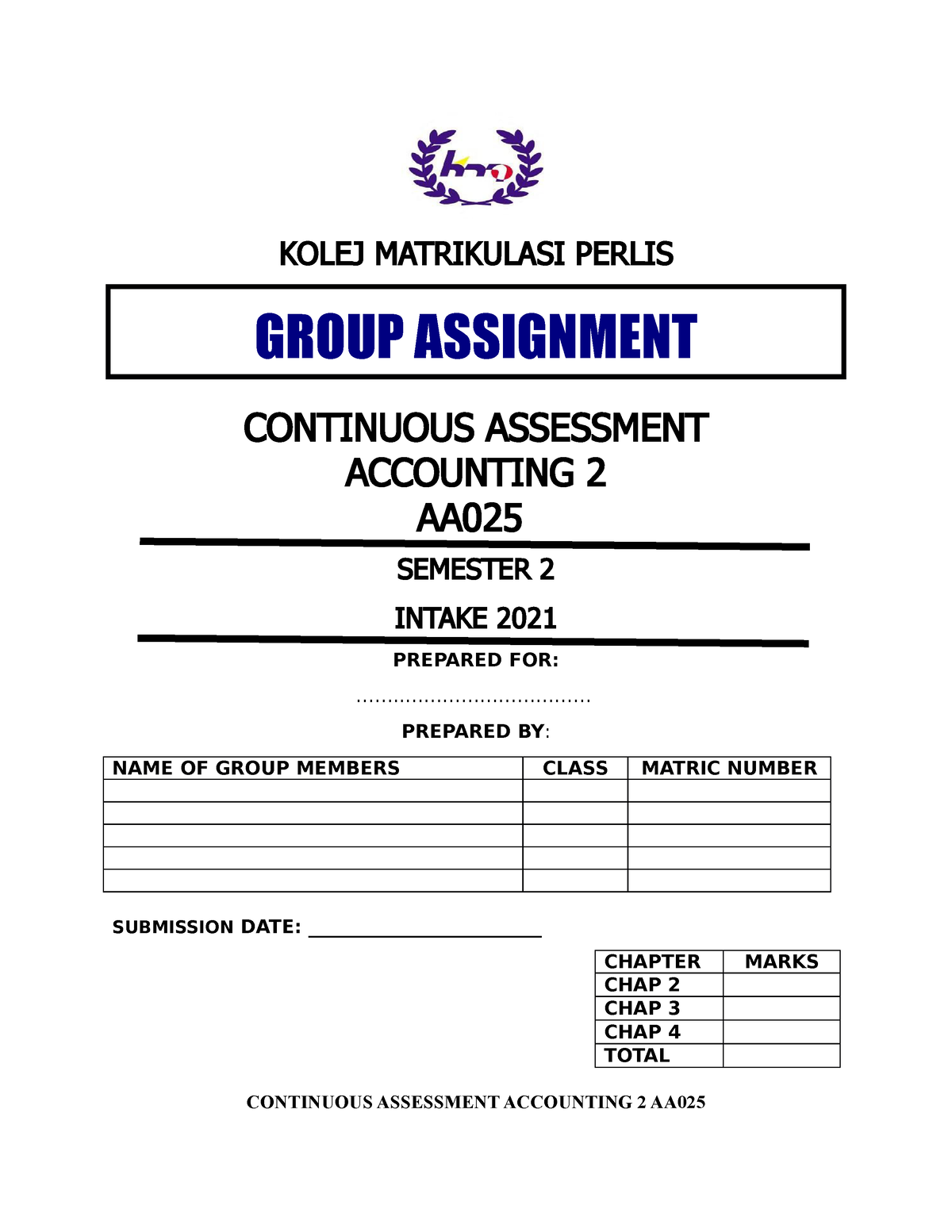 assignment account matrikulasi sem 2