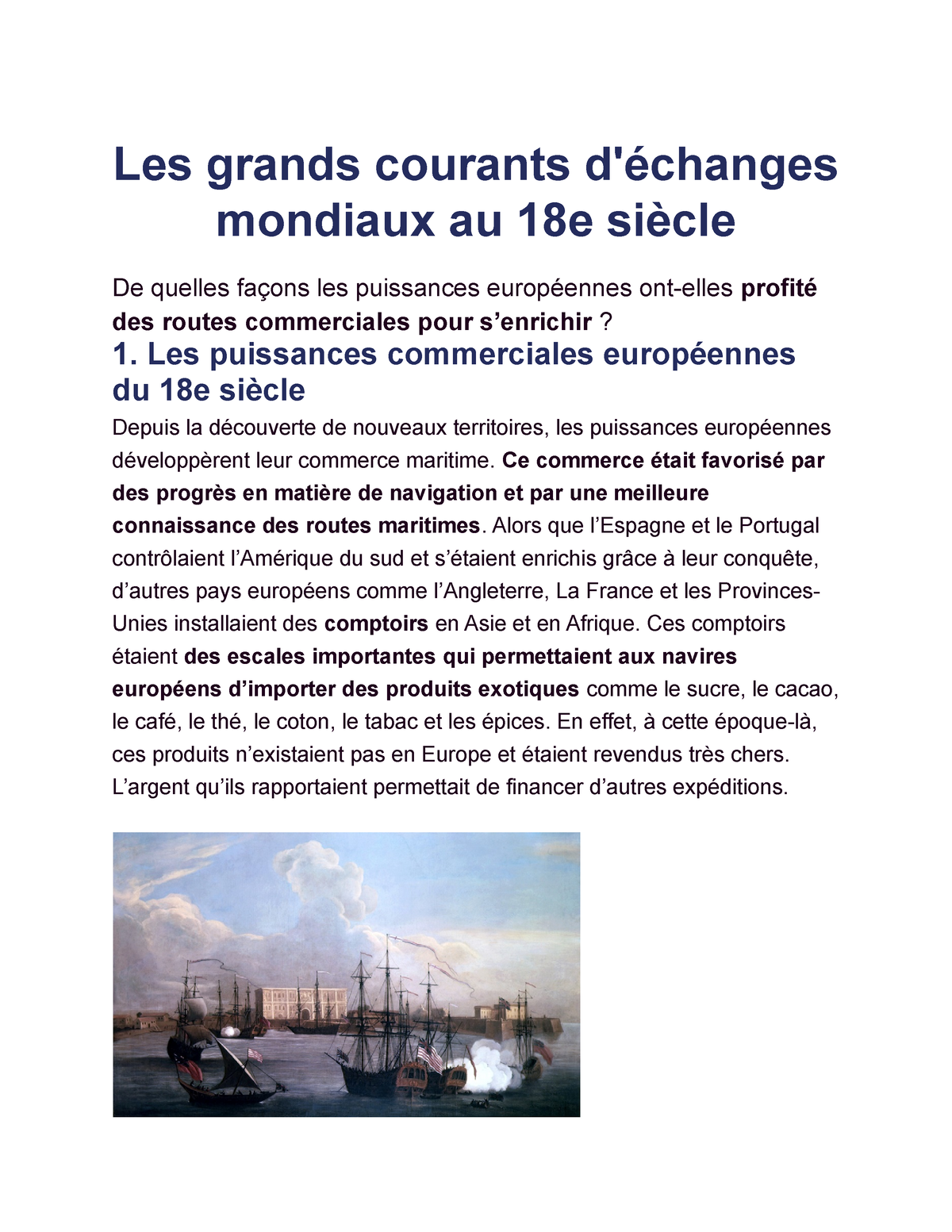 Les Grands Courants D'échanges Mondiaux Au 18e Siècle - Les Grands ...