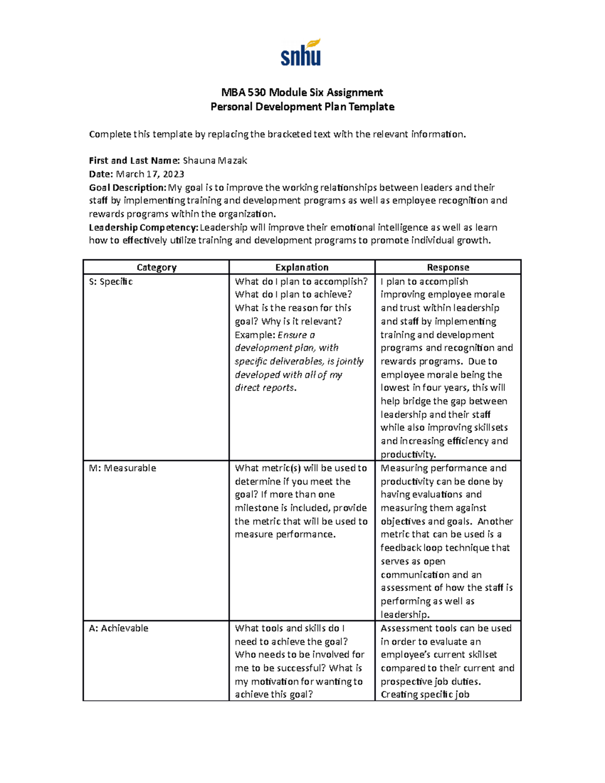 mba 530 module 6 assignment