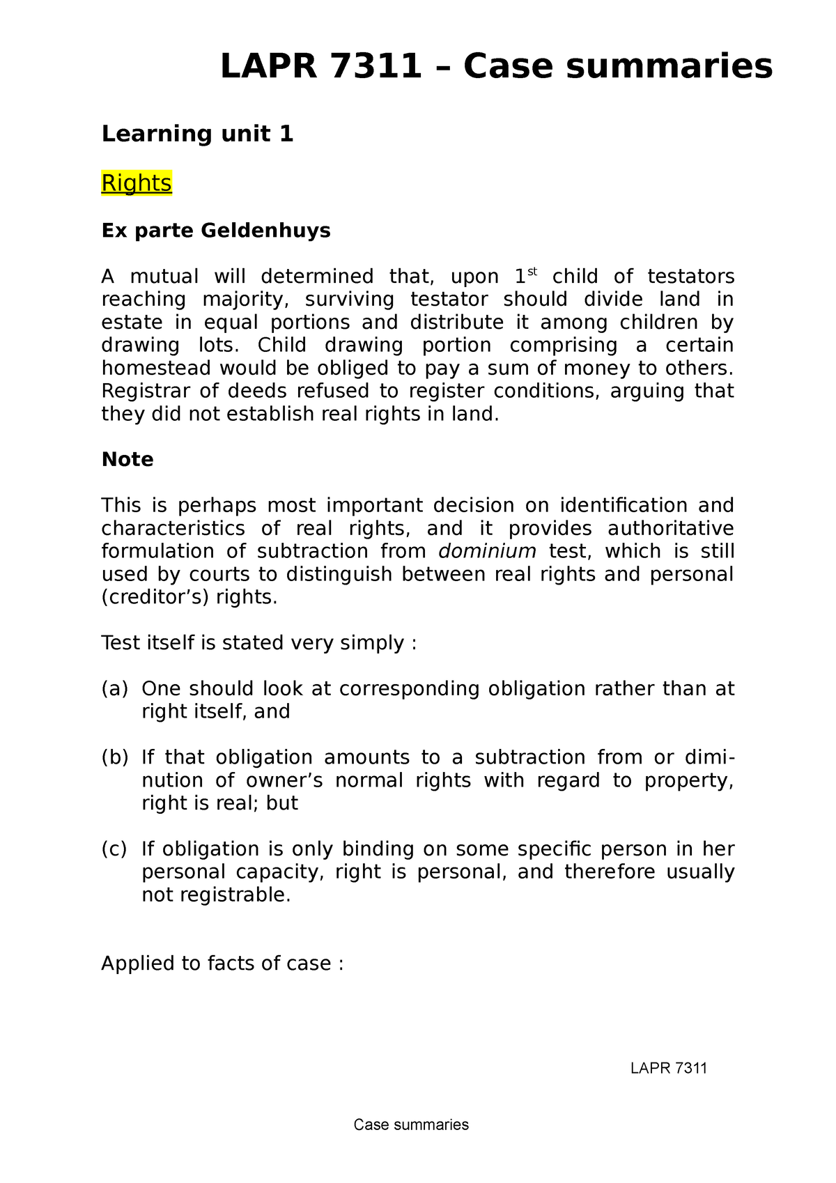 case study 1 property rights answers