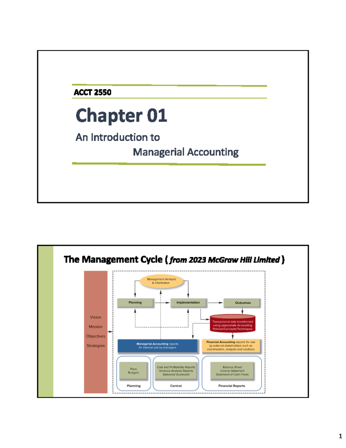 CH 01. Intro to MA Acct - Notes for Chapter 1 - Provides information ...