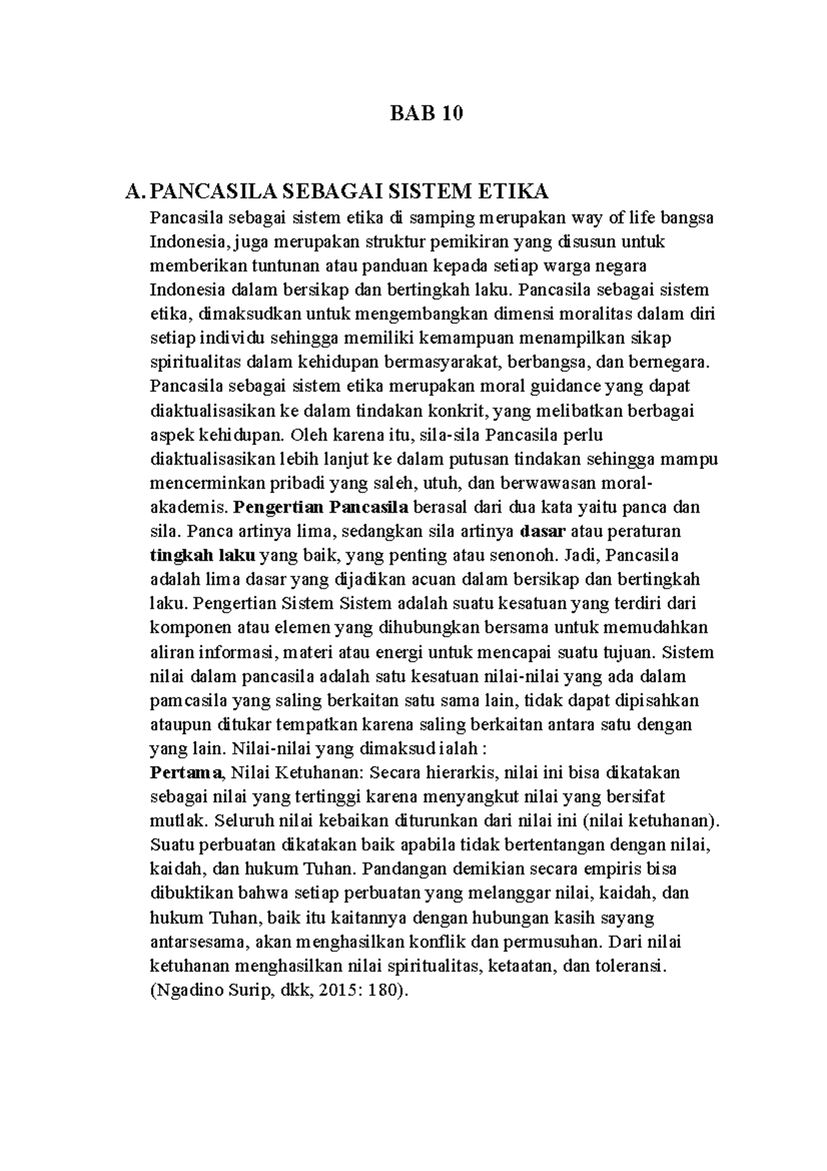 BAB 10 - Modul - BAB 10 A. PANCASILA SEBAGAI SISTEM ETIKA Pancasila ...