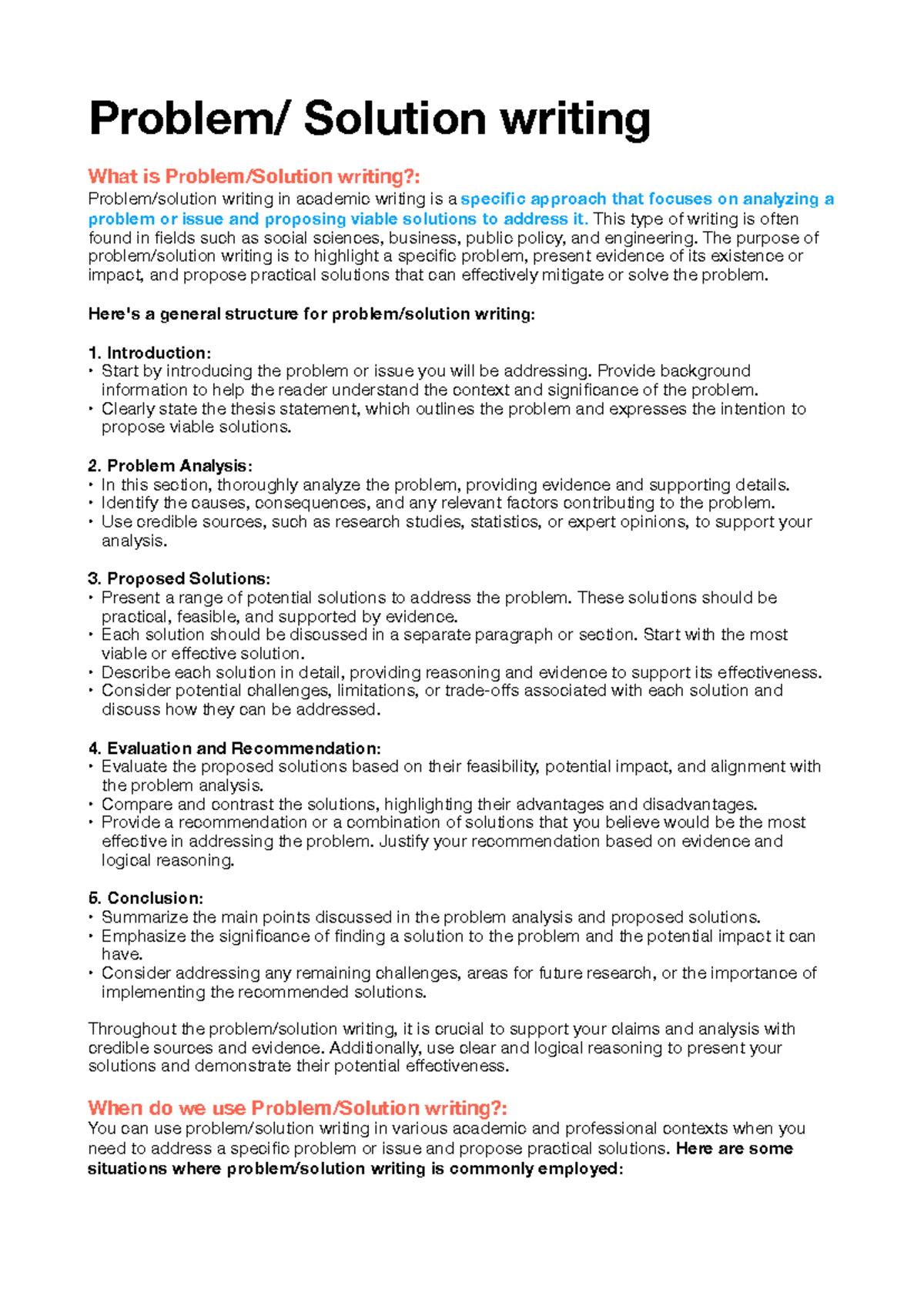 Problem and Solution writing - Problem/ Solution writing What is ...