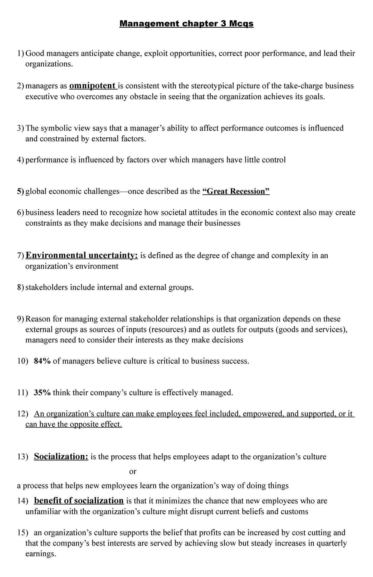 Management chapter 3 Mcqs - Management chapter 3 Mcqs Good managers ...