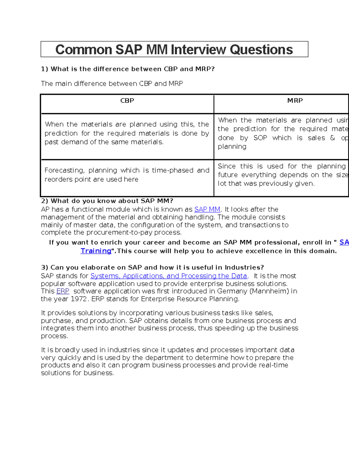 Common SAP MM Interview Questions - When the materials are planned usin ...