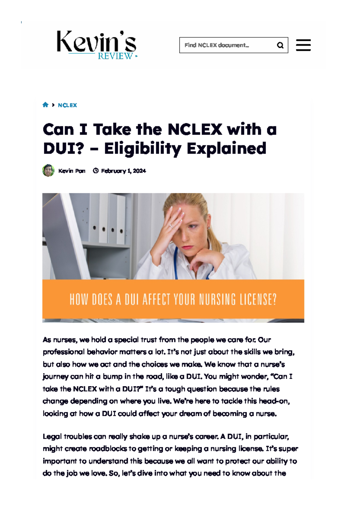 Can I Take The Nclex With A Dui Eligibility Explained Nclex Can I Take The Nclex With A Dui