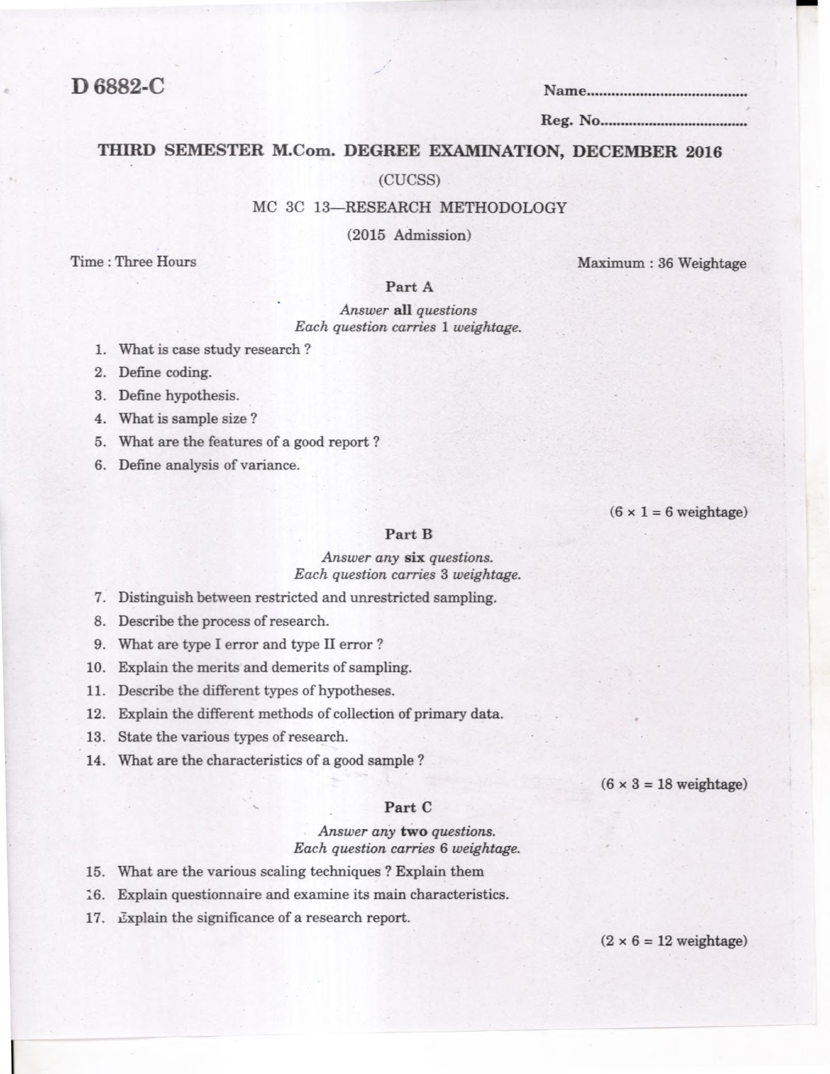 research methodology semester questions