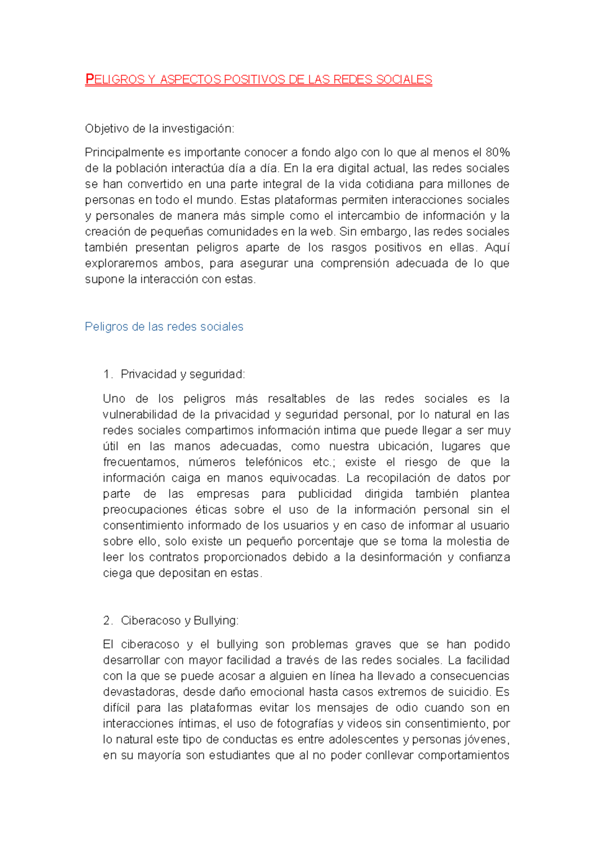 Aspectos positivos y negativos de las redes sociales - PELIGROS Y ...