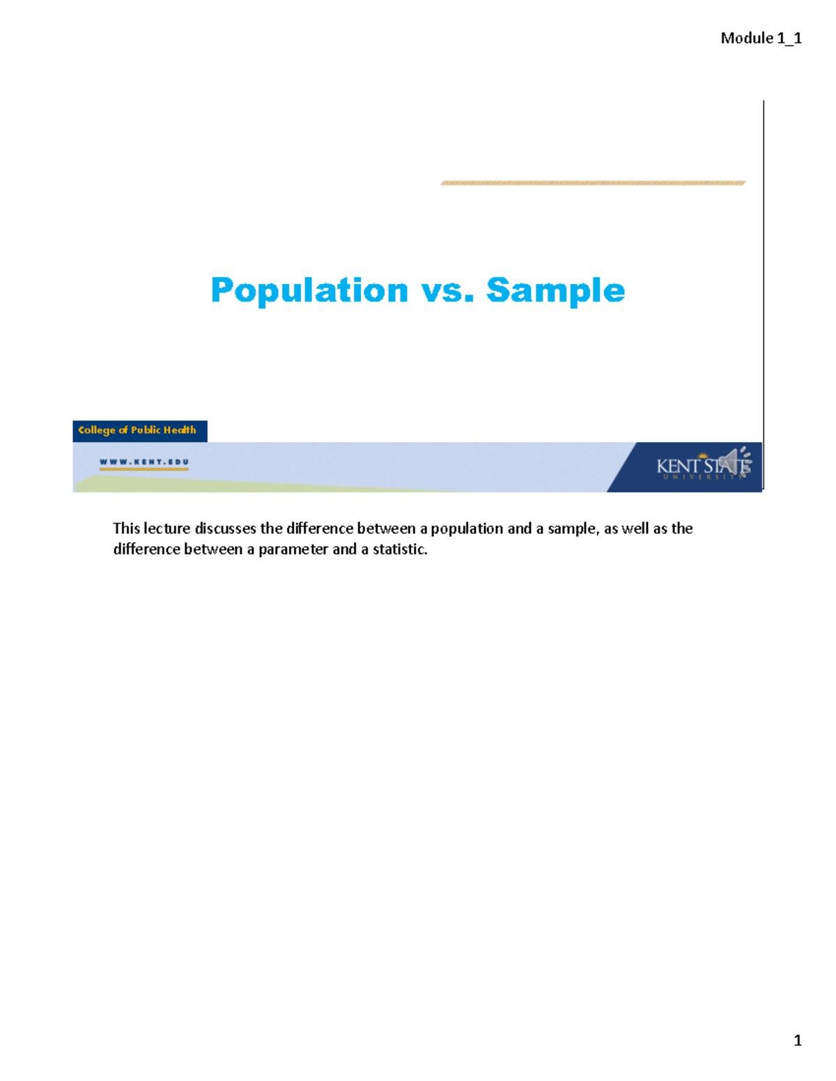 Population vs Sample - This lecture discusses the difference between a ...