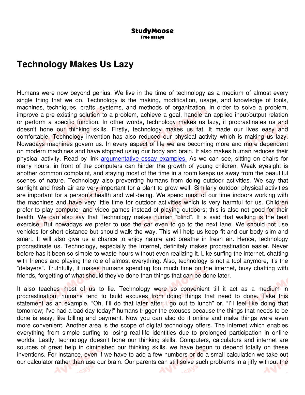 technology makes us lazy essay