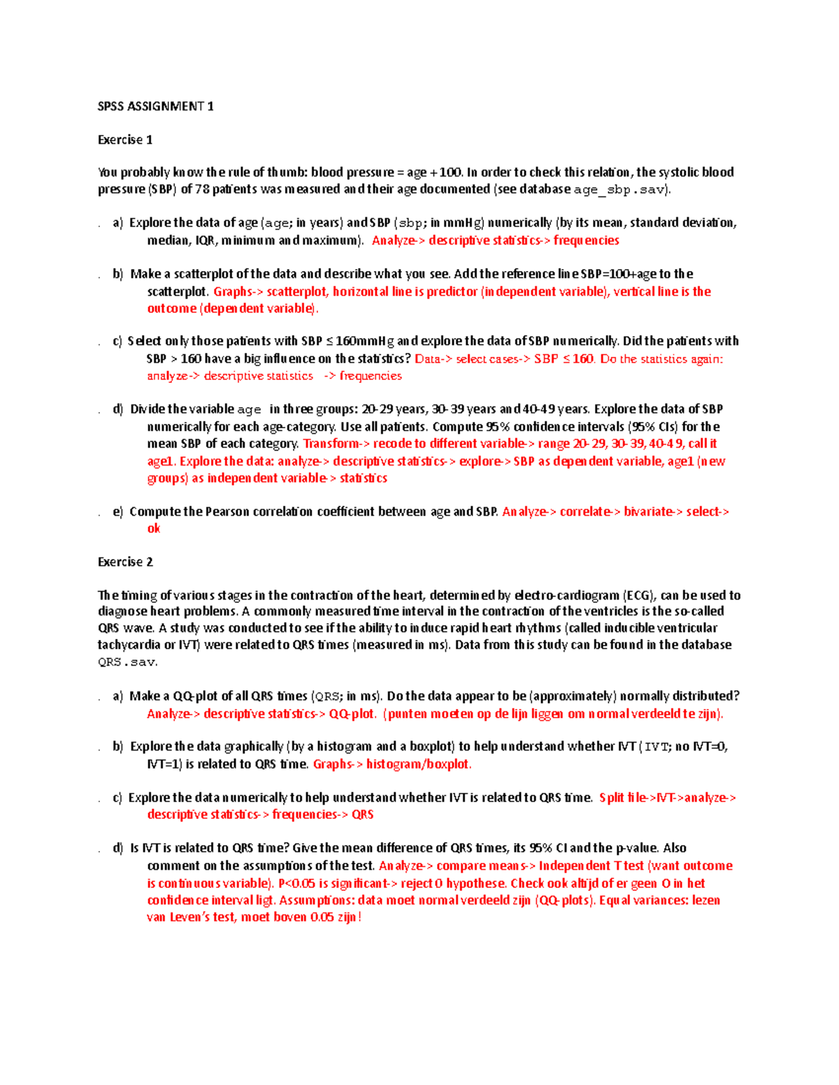 Spss Assignment 1 Uitgewerkt Biostatistics M Fbiosta16 Studocu