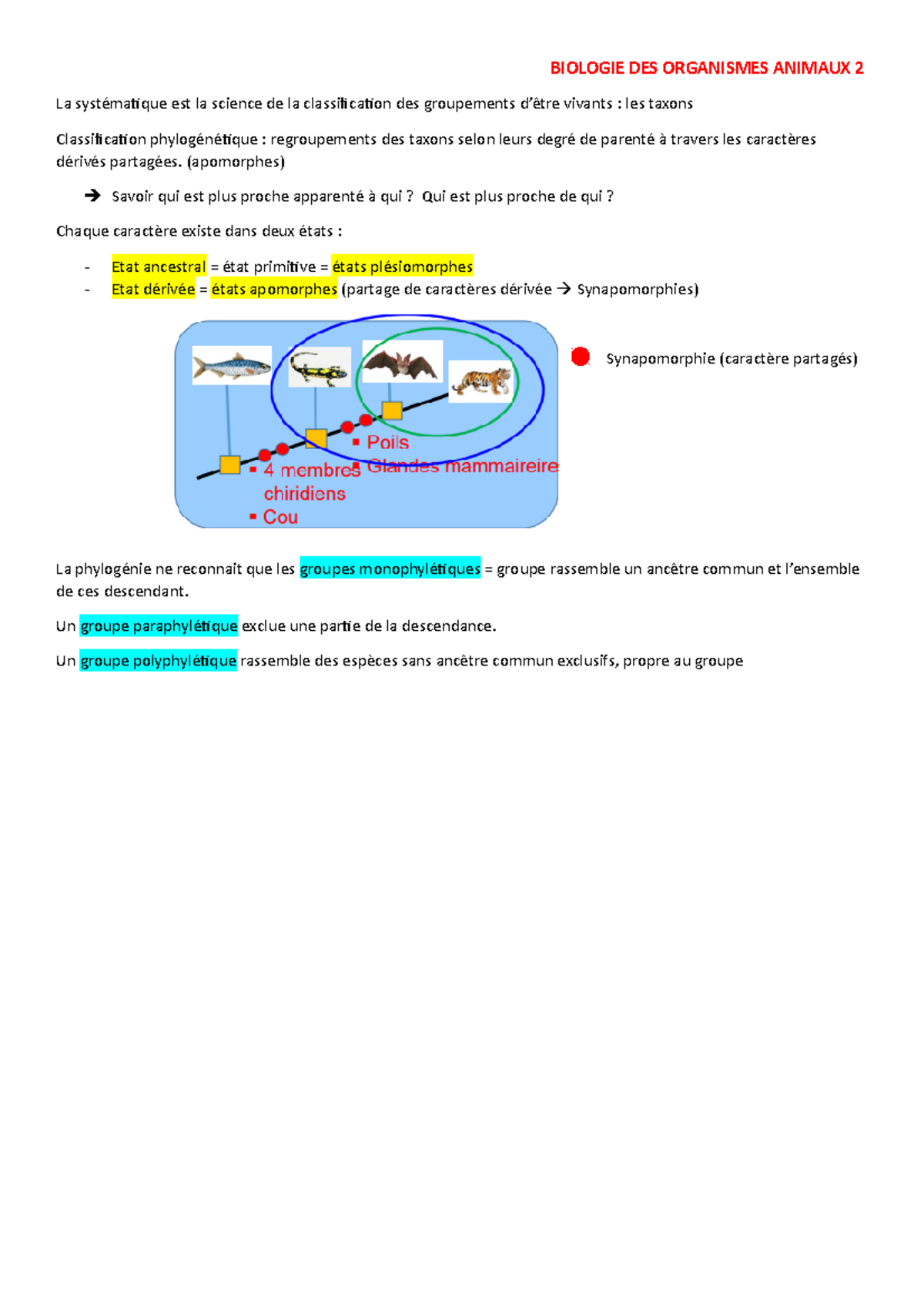 Biologie Des Organismes Animaux 2 - BIOLOGIE DES ORGANISMES ANIMAUX 2 ...