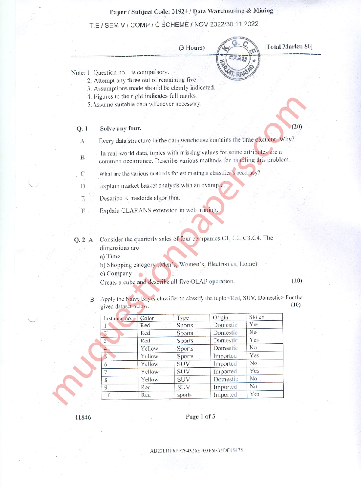 Be Computer-engineering Semester-5 2022 December Data-warehousing ...