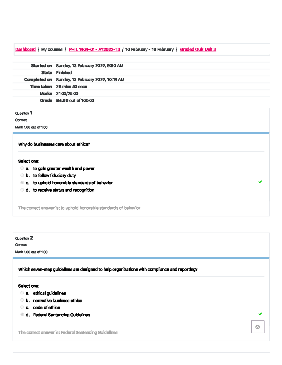 Graded Quiz Unit 3 Attempt Review With Answers - Started On Sunday, 13 ...