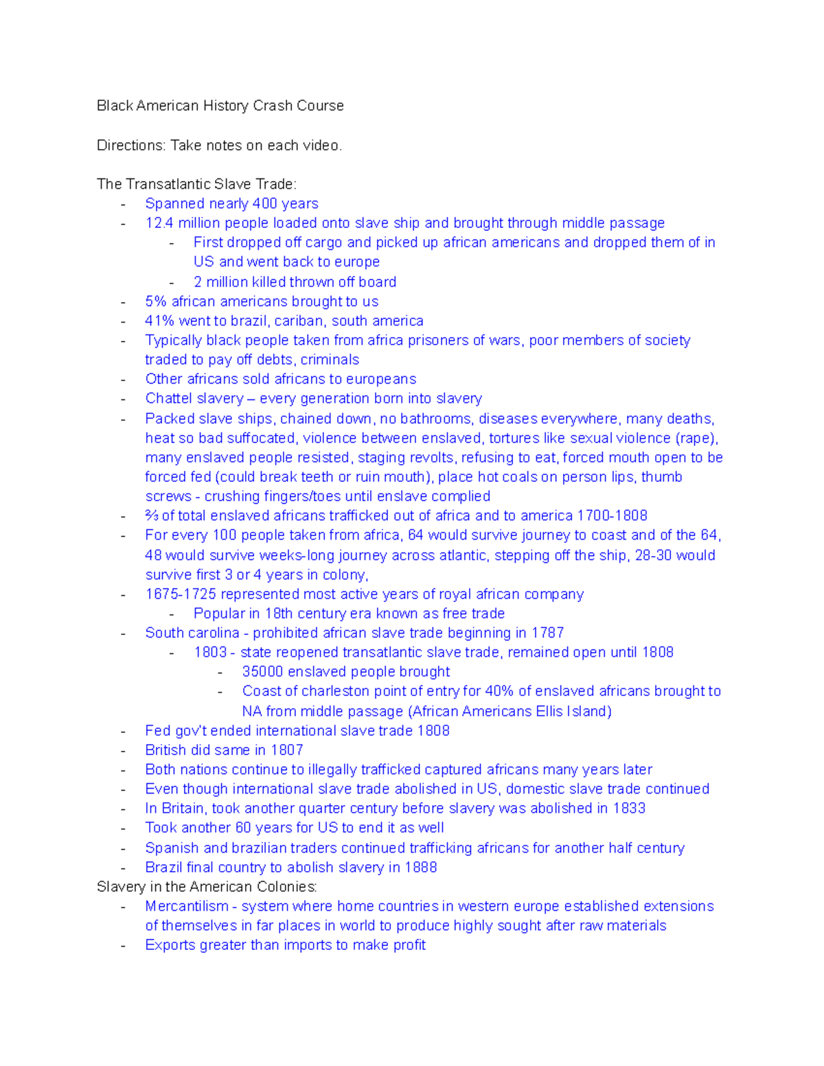 History Crash Course Black American History Crash Course Directions