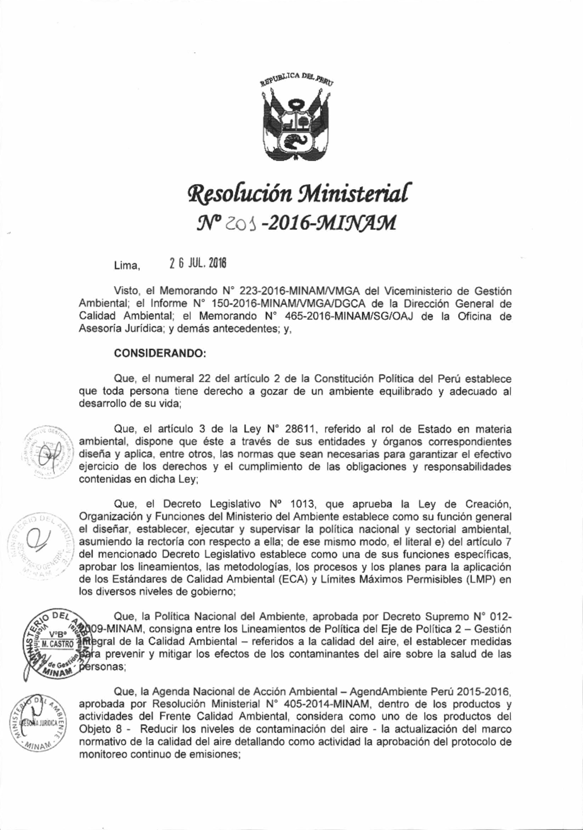 RM N° 201 2016 Minam - Ot V/ Resotucionfulinistriat Lf Zo5 -201il119frl ...