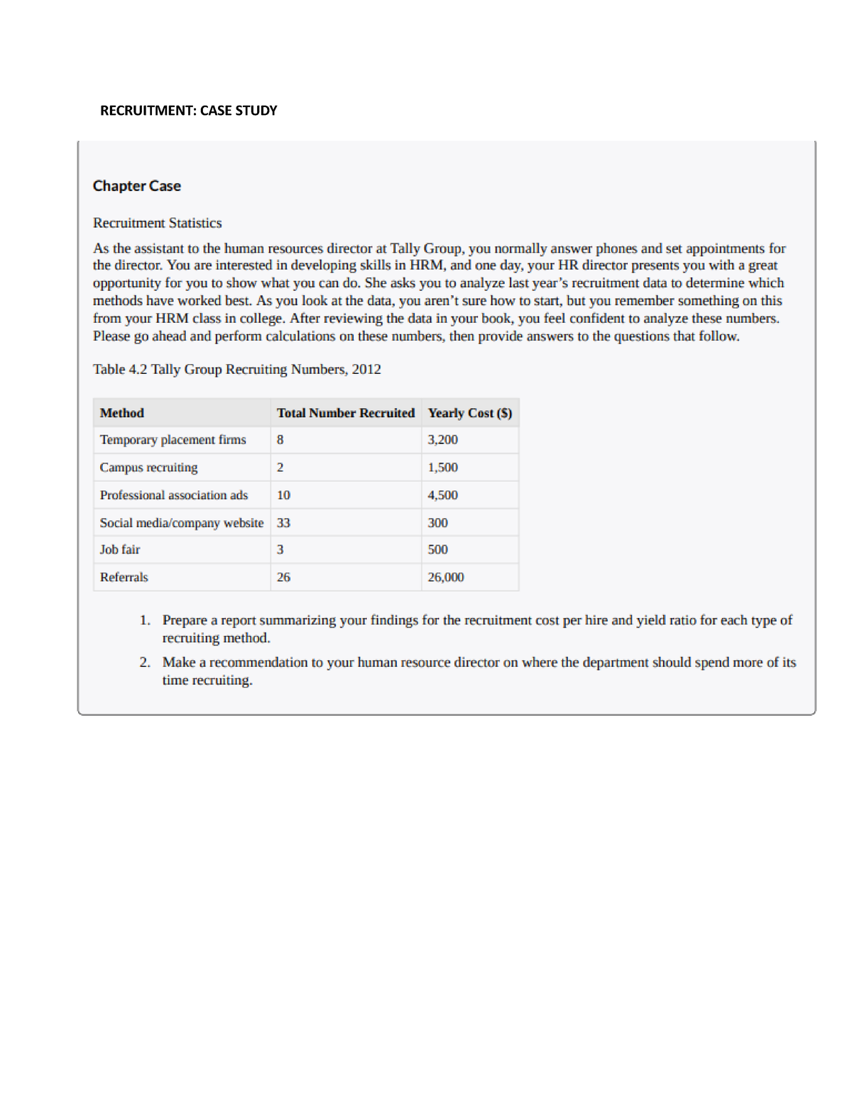 recruitment case study examples