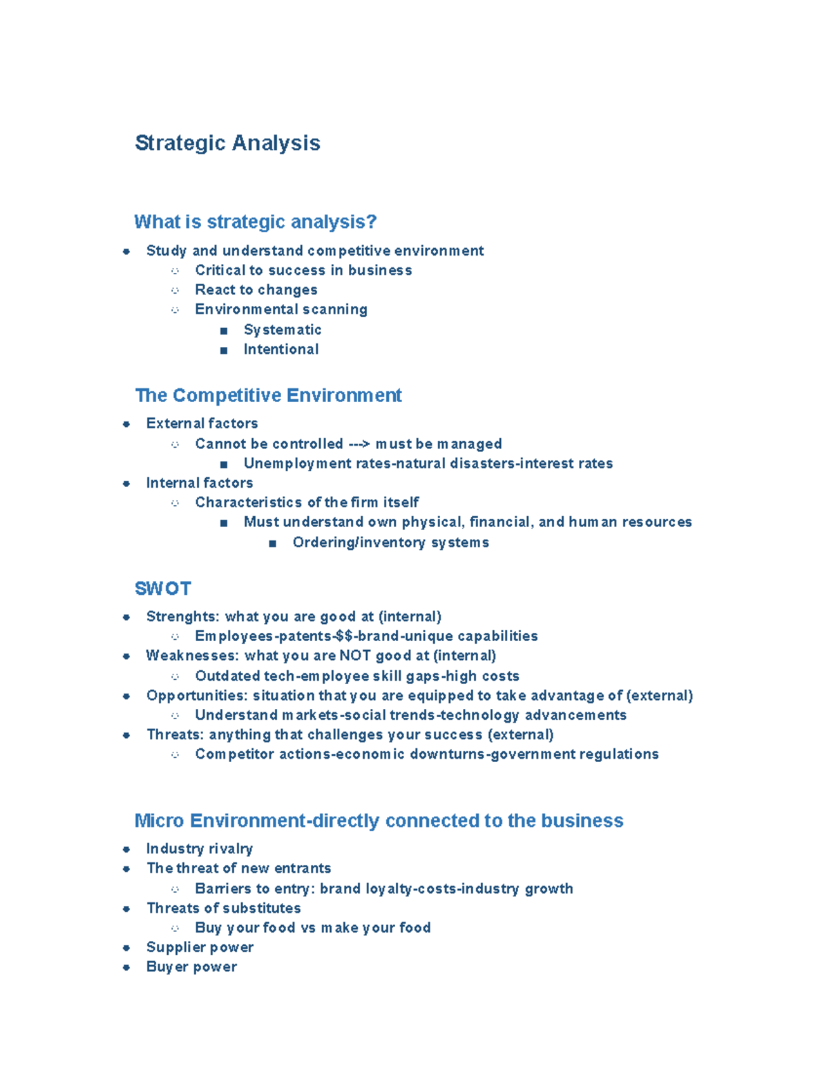 Aeshm Chapter 8 - Strategic Analysis What Is Strategic Analysis? Study 