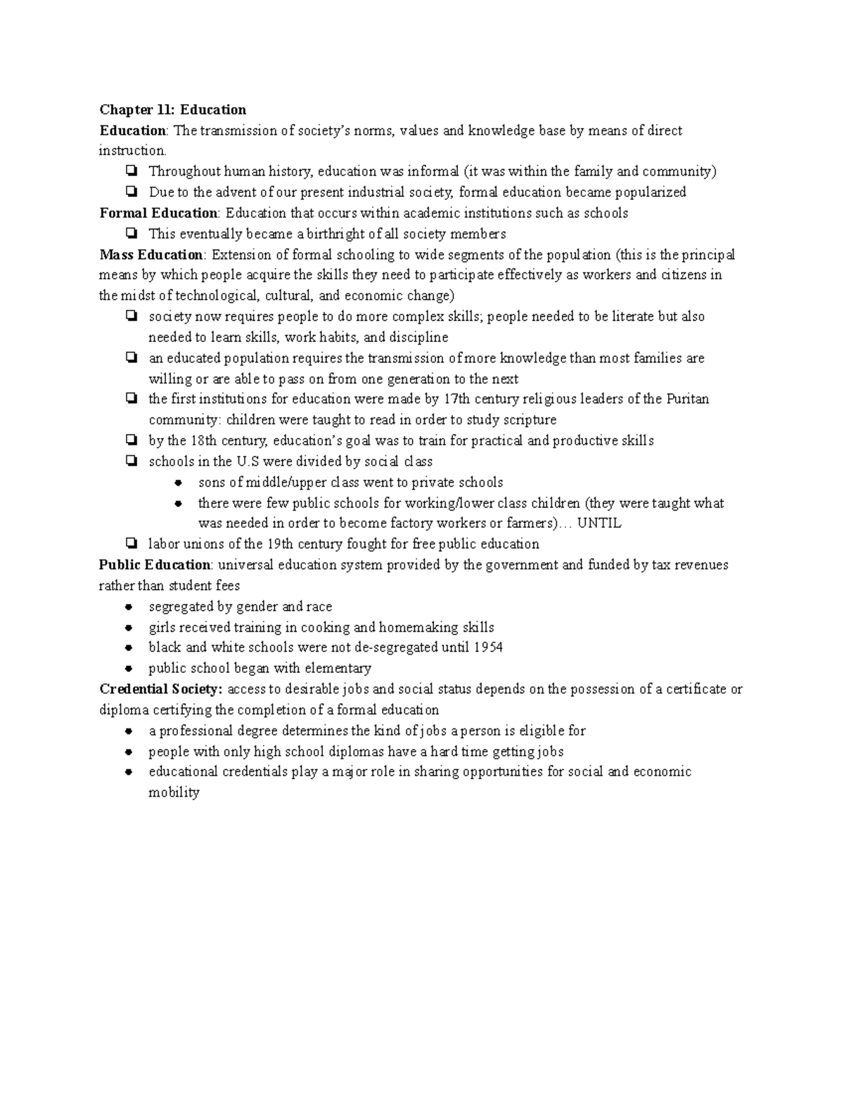 sociology-final-review-chapter-11-education-education-the