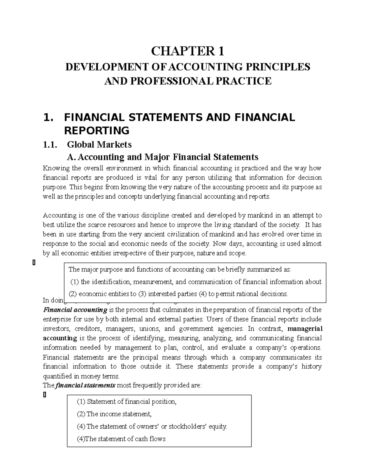 Chapter 1 - CHAPTER 1 DEVELOPMENT OF ACCOUNTING PRINCIPLES AND ...