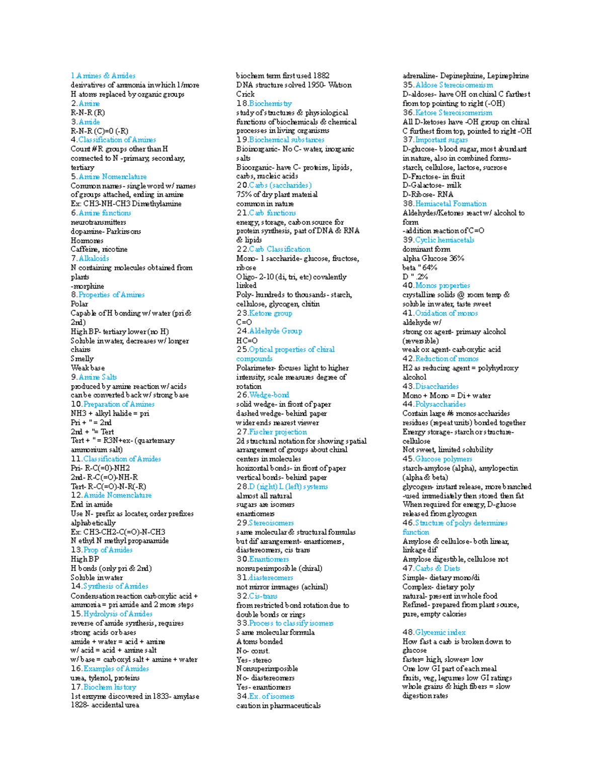 Exam 3 notes - Intro to Biochem with Micheal Barnett as the instructor ...