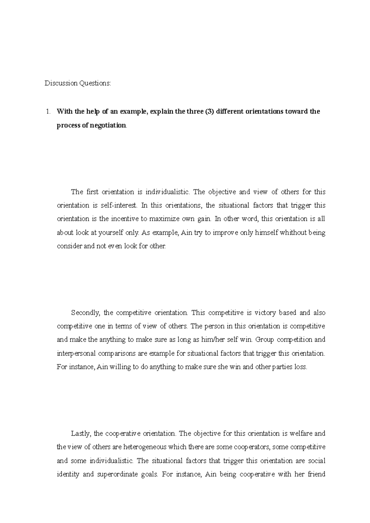 Chapter Exercise 5 - Discussion Questions: With the help of an example ...