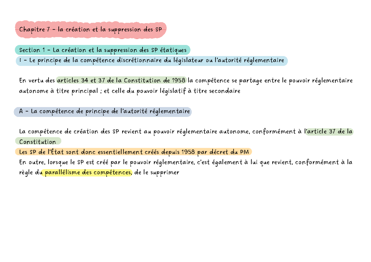 P1 T1 - Chapitre 7 - Résumé partie 1 titre 1 - Chapitre 7 – la création