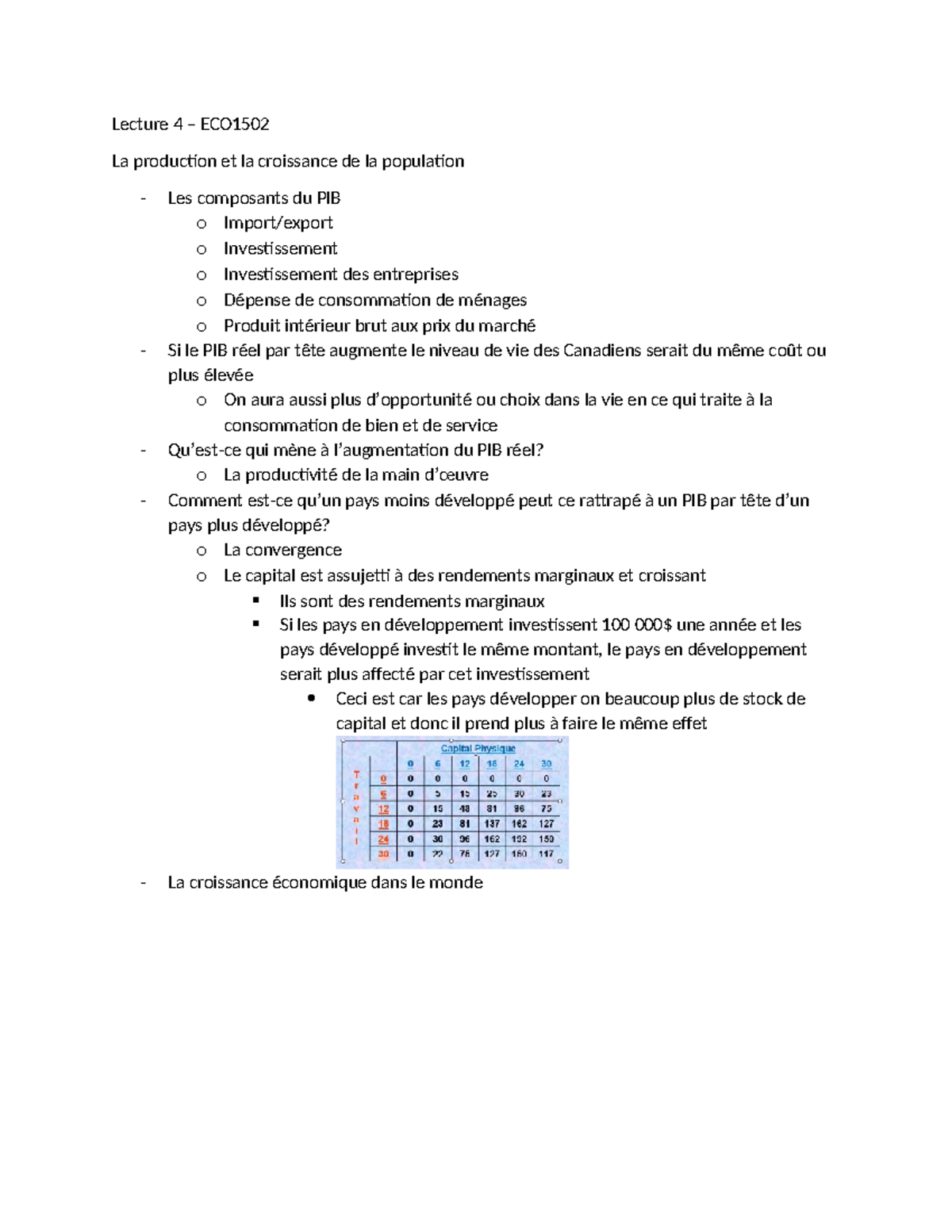 Lecture 4 ECO1502 - Lecture 4 – ECO La production et la croissance de ...
