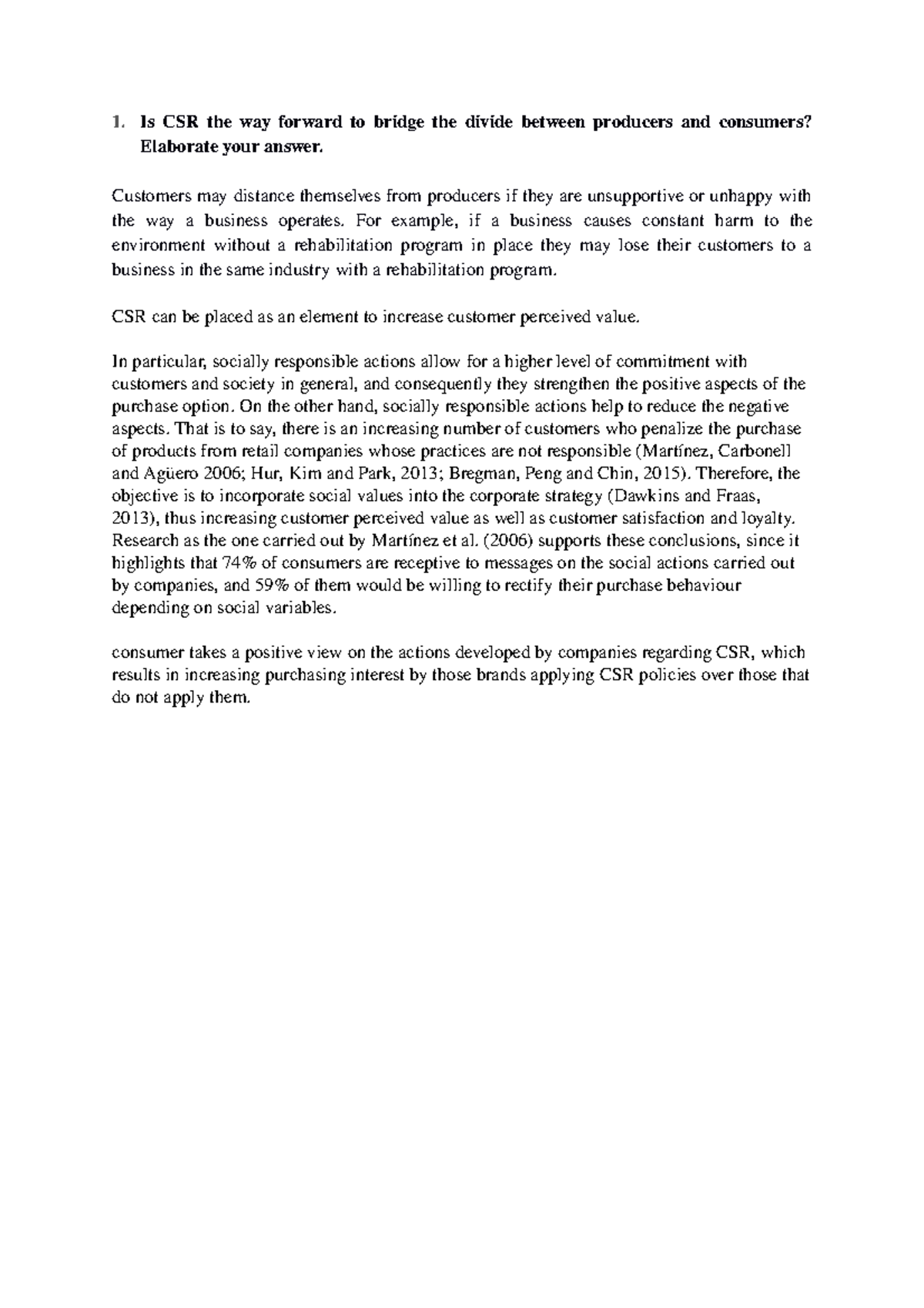 Case Study Answer - Corporate Social Responsibility - Is CSR the way ...