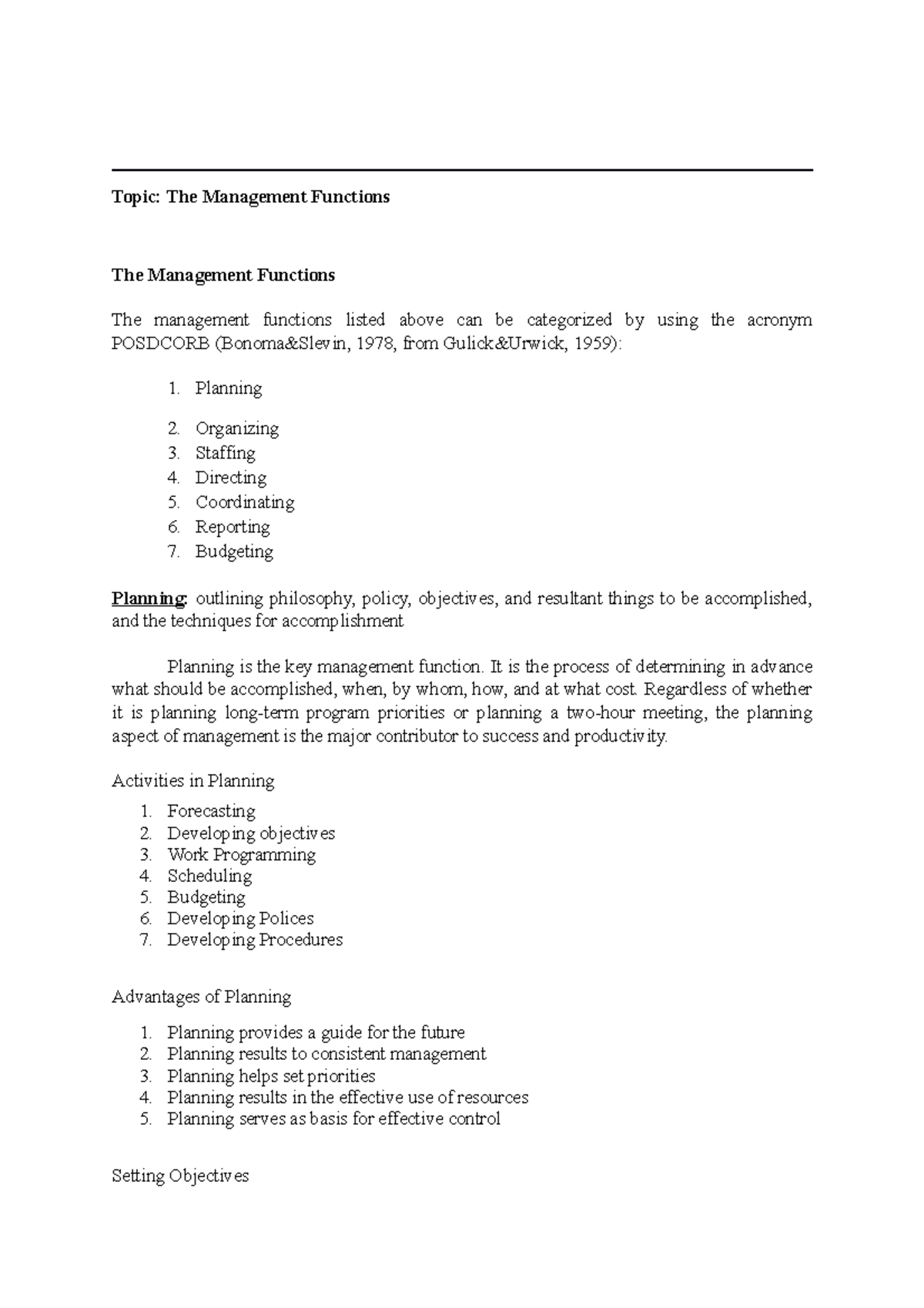 Function Management - Topic: The Management Functions The Management ...