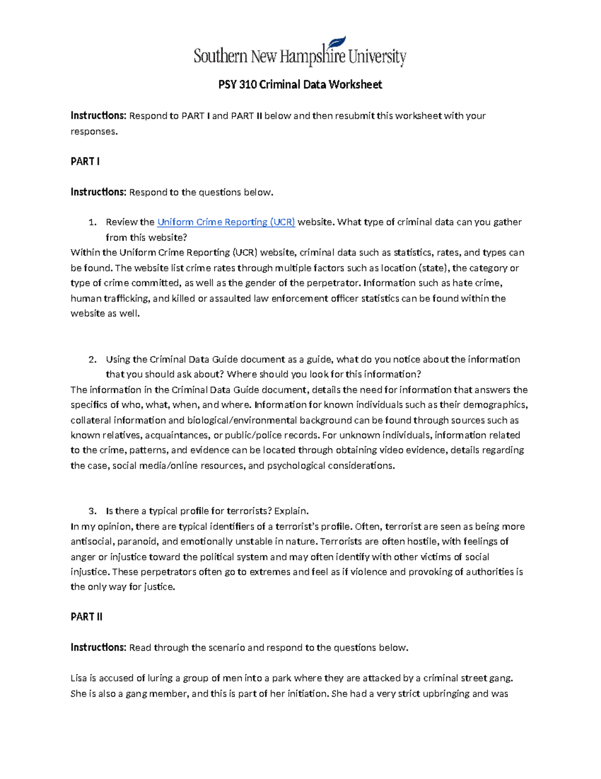 Psy310criminal data worksheet - PSY 310 Criminal Data Worksheet ...