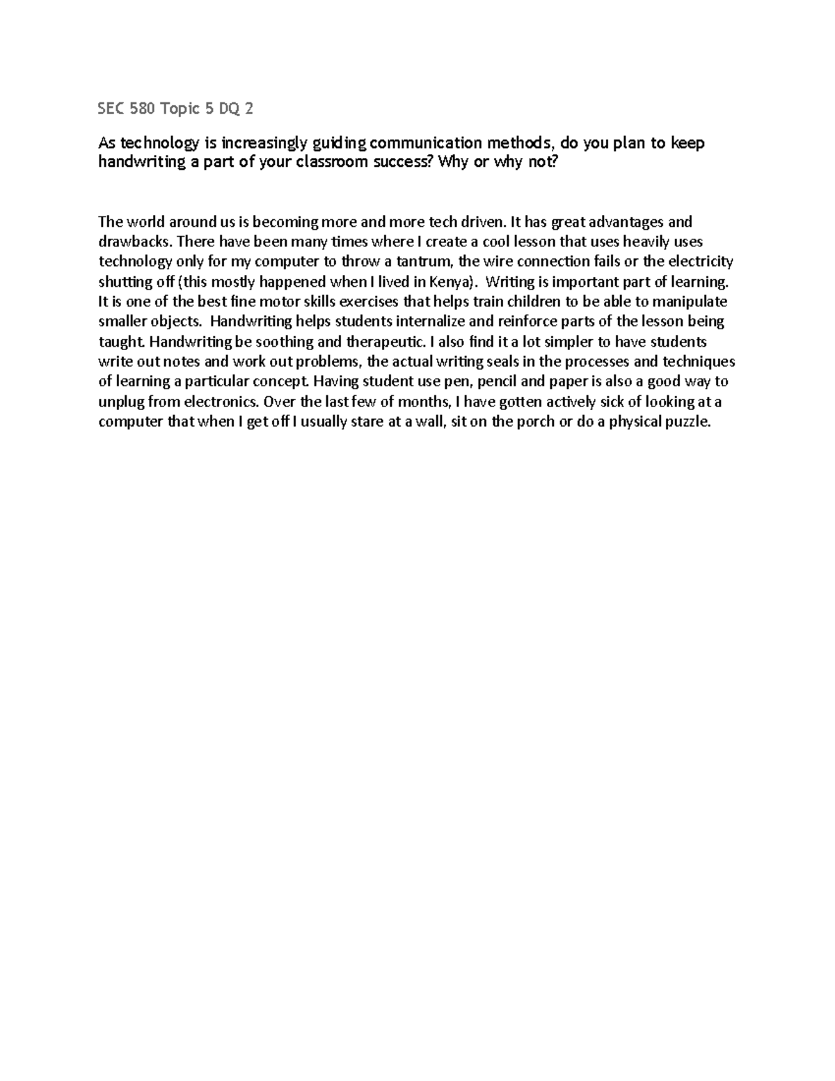 SEC 580 Topic 5 DQ 2 - Discussion question 2 - SEC 580 Topic 5 DQ 2 As ...