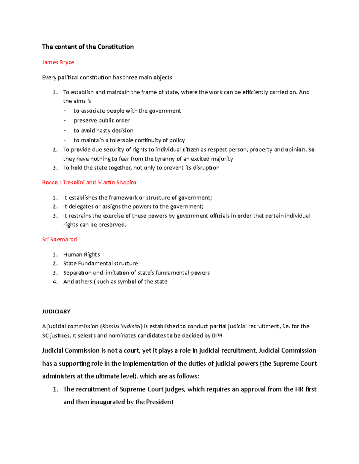 Constitutional Law The content of the Constitution James Bryce Every