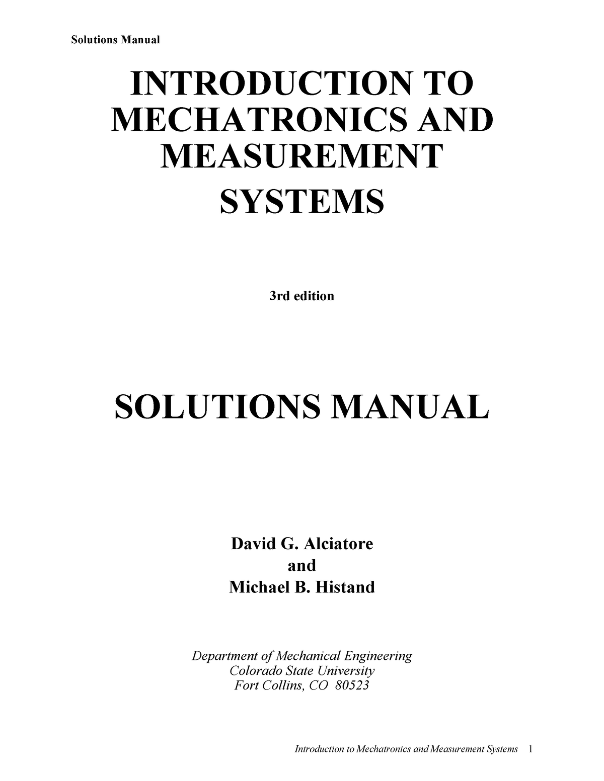 솔루션] 메카트로닉스와 계측시스템 3판 (저자 Alciatore, Histand(강철구 외 5인 역) 3Rd Ed -  Introduction To Mechatronics And - Studocu