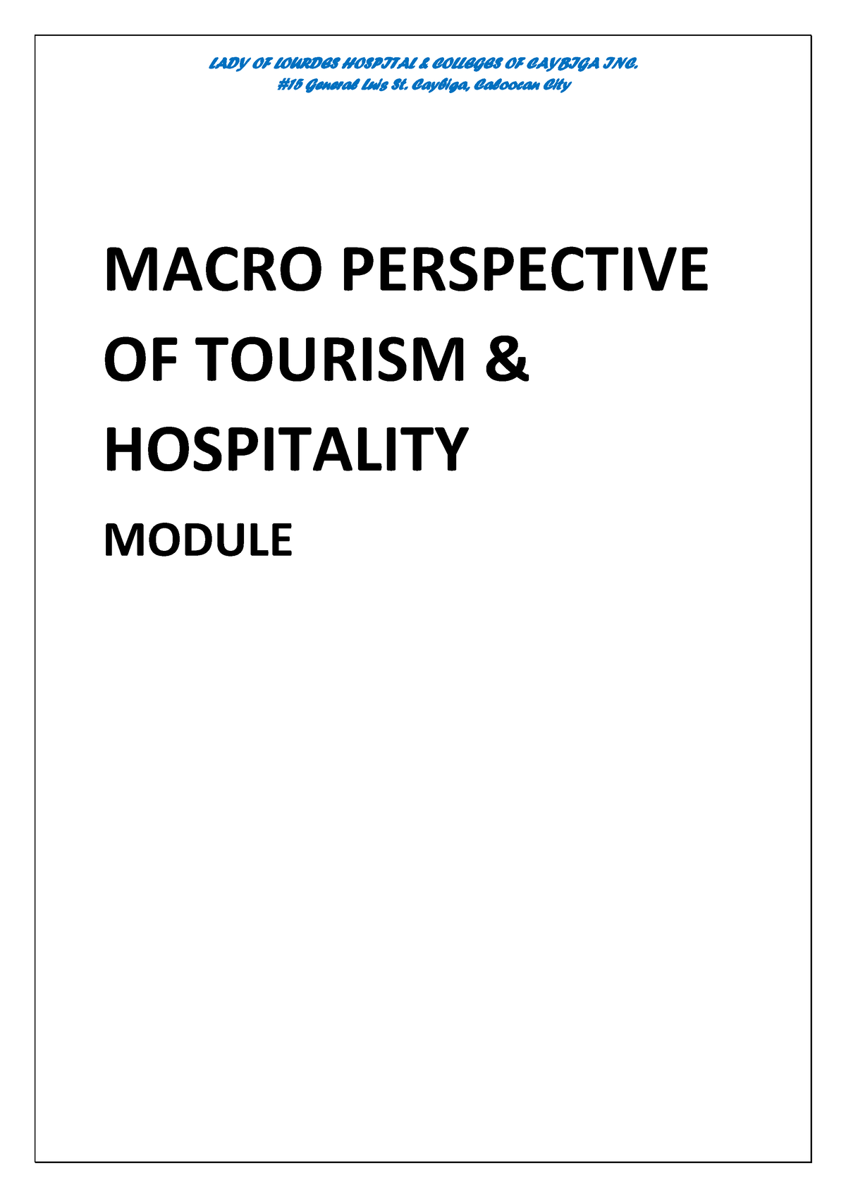 essay about macro perspective of tourism and hospitality