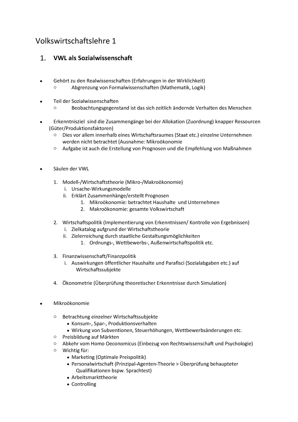 Grundlagen Der VWL SS 2013 V 1.0 - Volkswirtschaftslehre 1 1. VWL Als ...