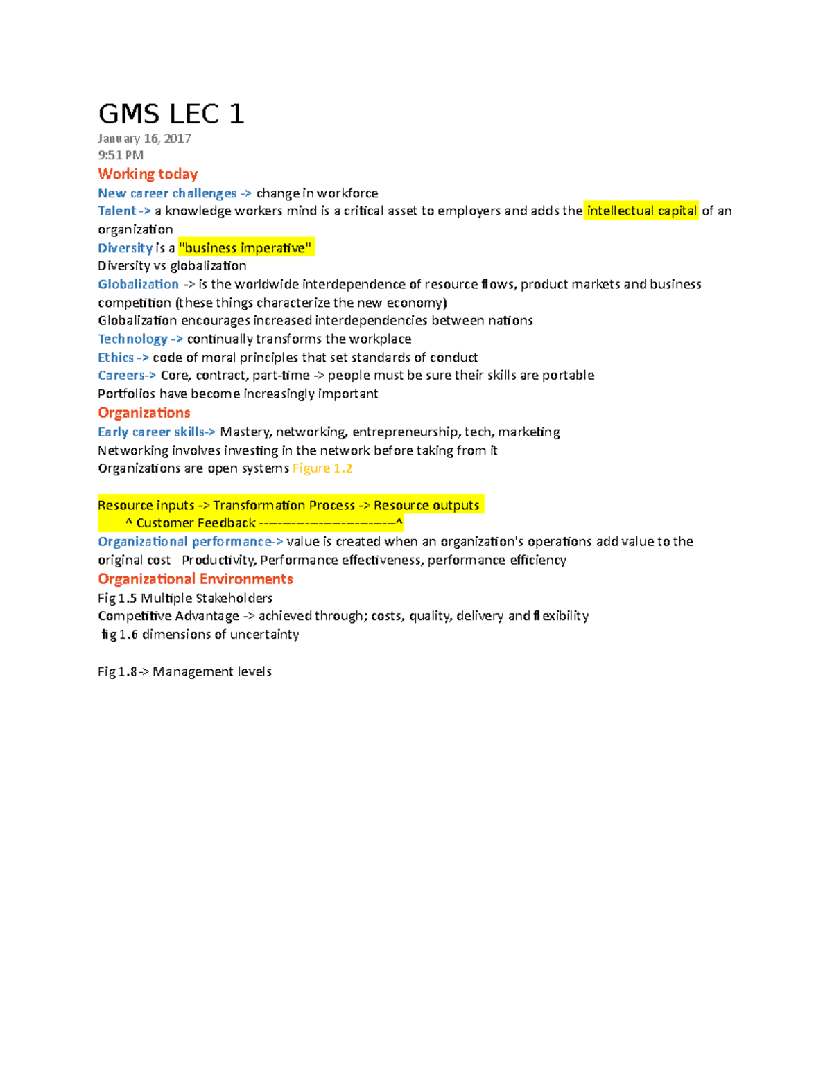 GMS LEC 1 - Lecture notes 1 - GMS LEC 1 January 16, 2017 9:51 PM ...