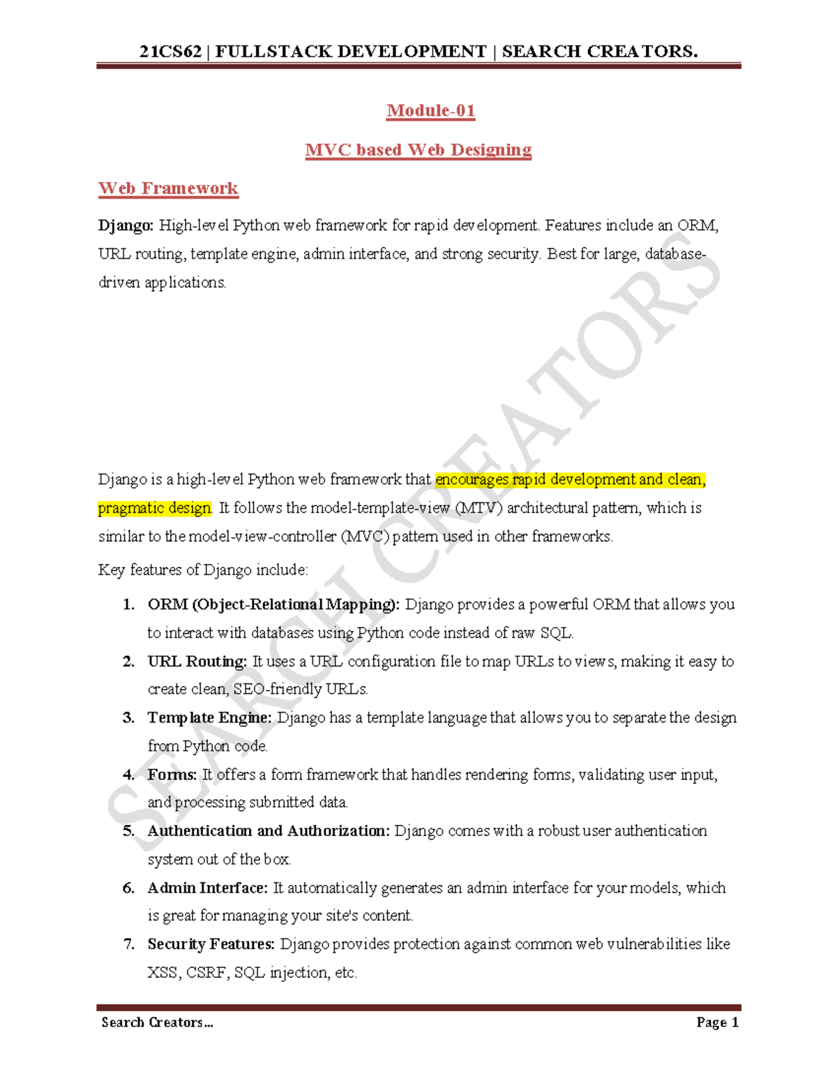 FSD SC - Notes - Module- MVC based Web Designing Web Framework Django ...