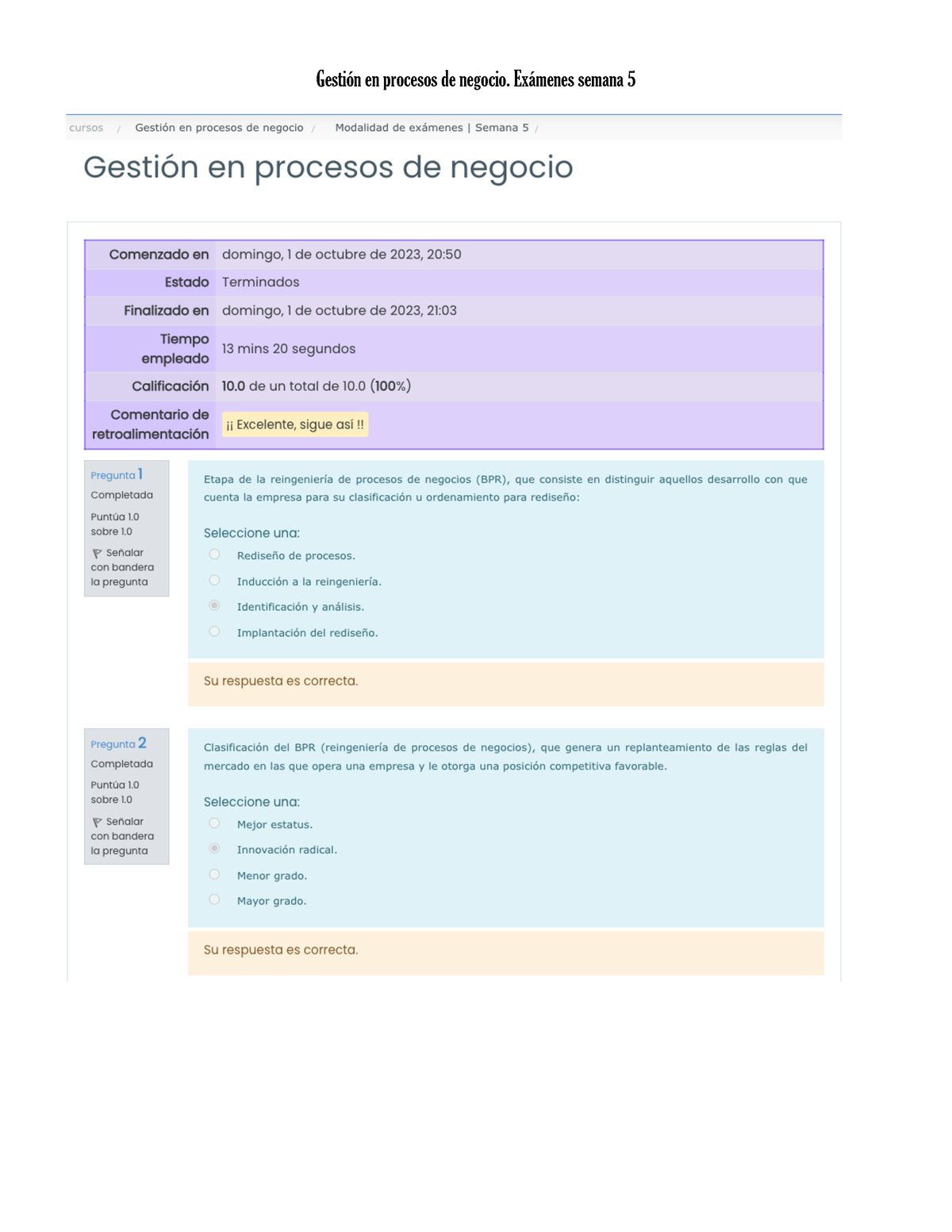 Gestión En Procesos De Negocio. Exámen Semana 5. Utel - Gestión De ...