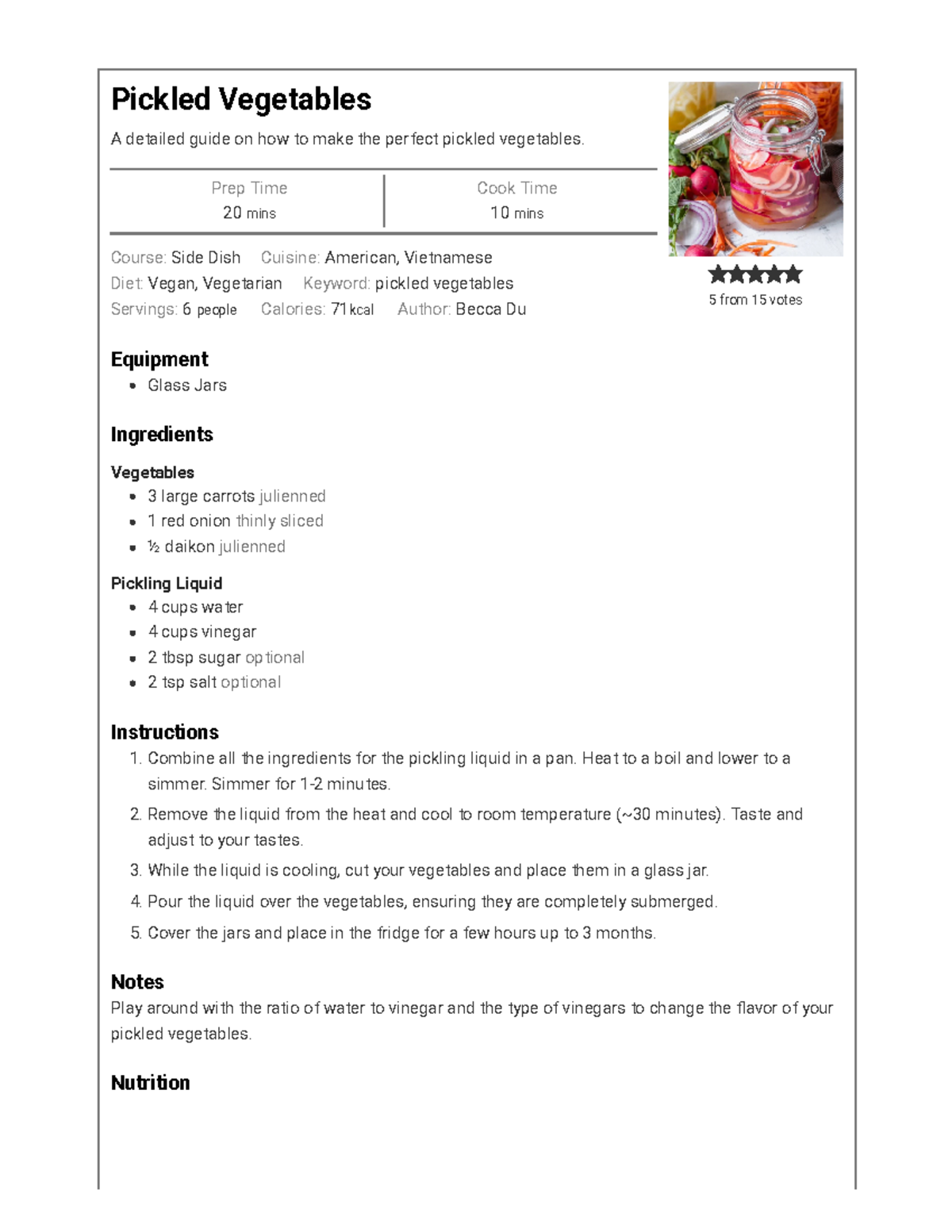Pickled Vegetables - Cooking Therapy - Pickled Vegetables A detailed ...