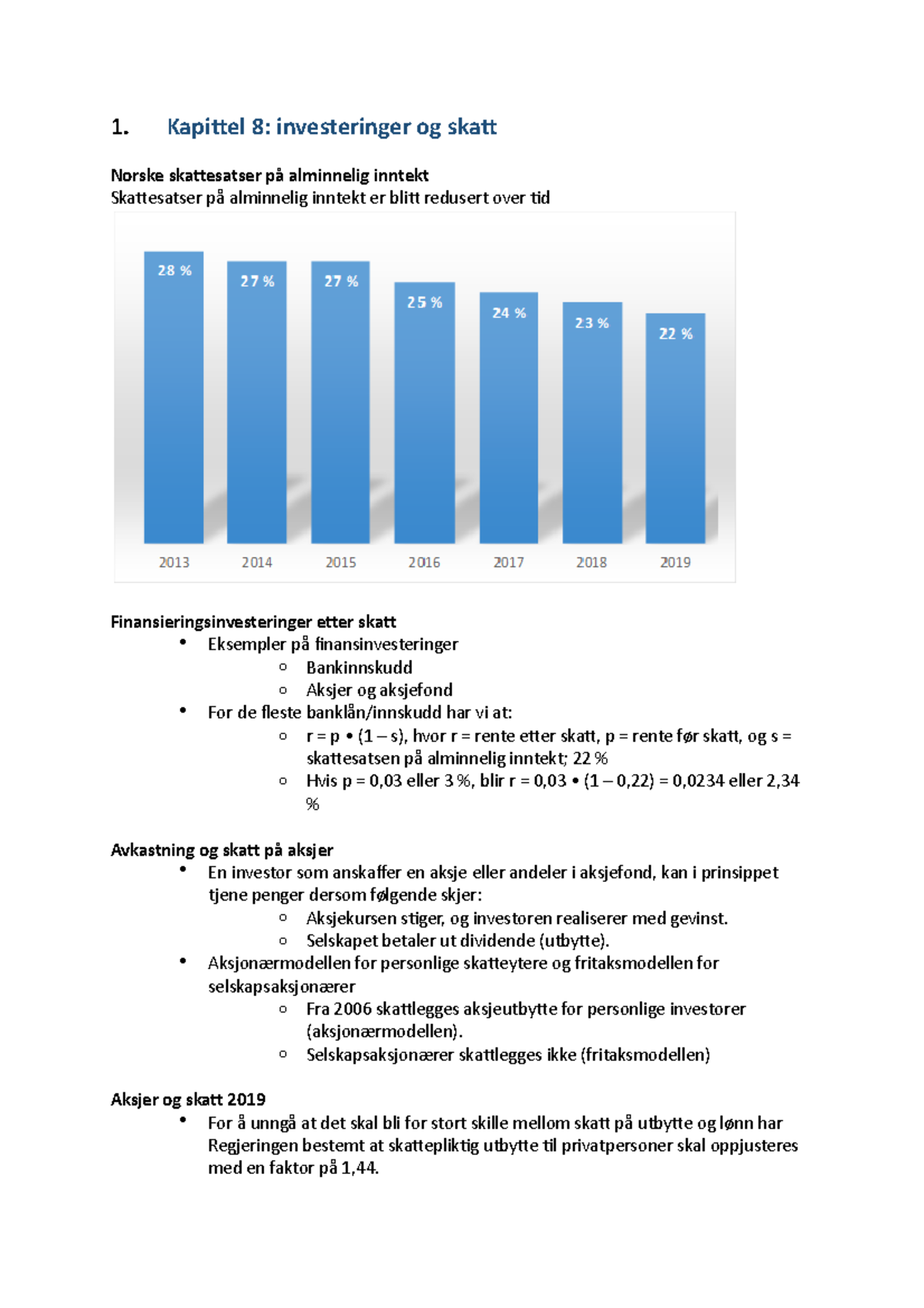 Investering Og Skatt - Forelesningsnotater 8 - 1. Kapittel 8 ...