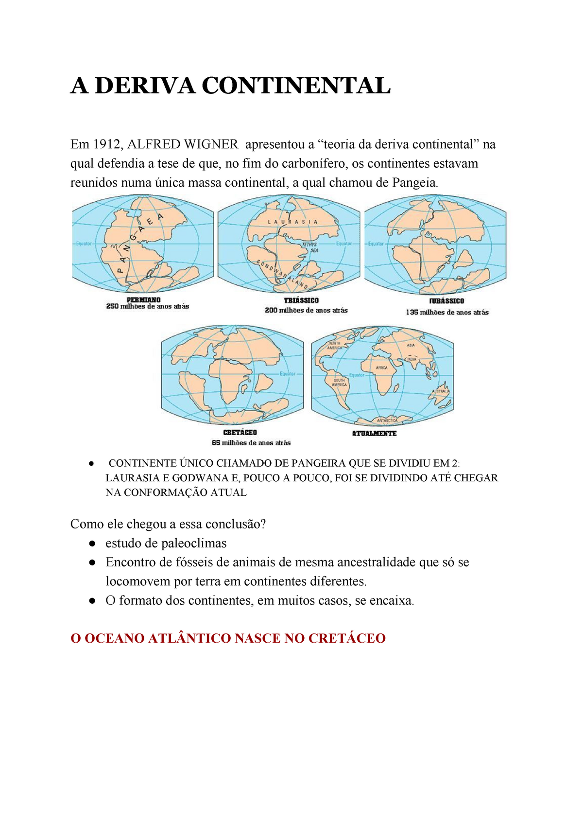 Mapa Mental Deriva Continental - ENSINO