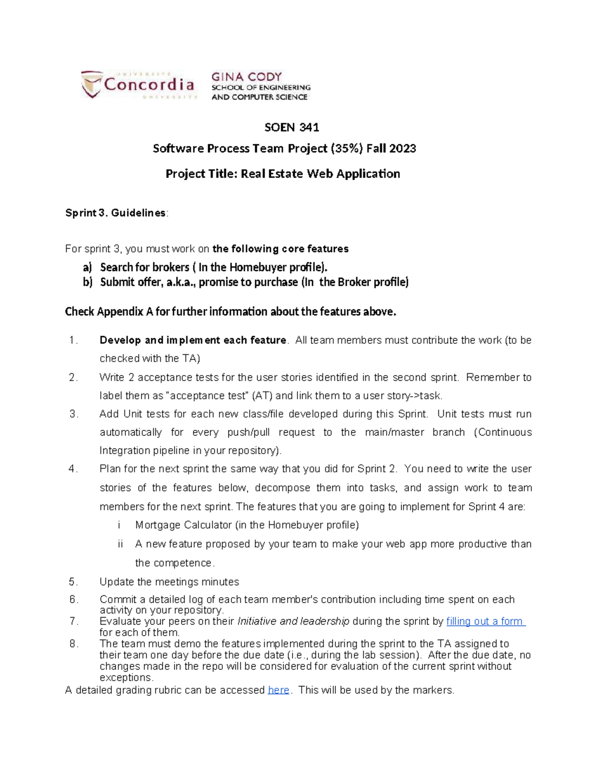 Sprint 3 Guidelines - SOEN 341 Software Process Team Project (35%) Fall ...