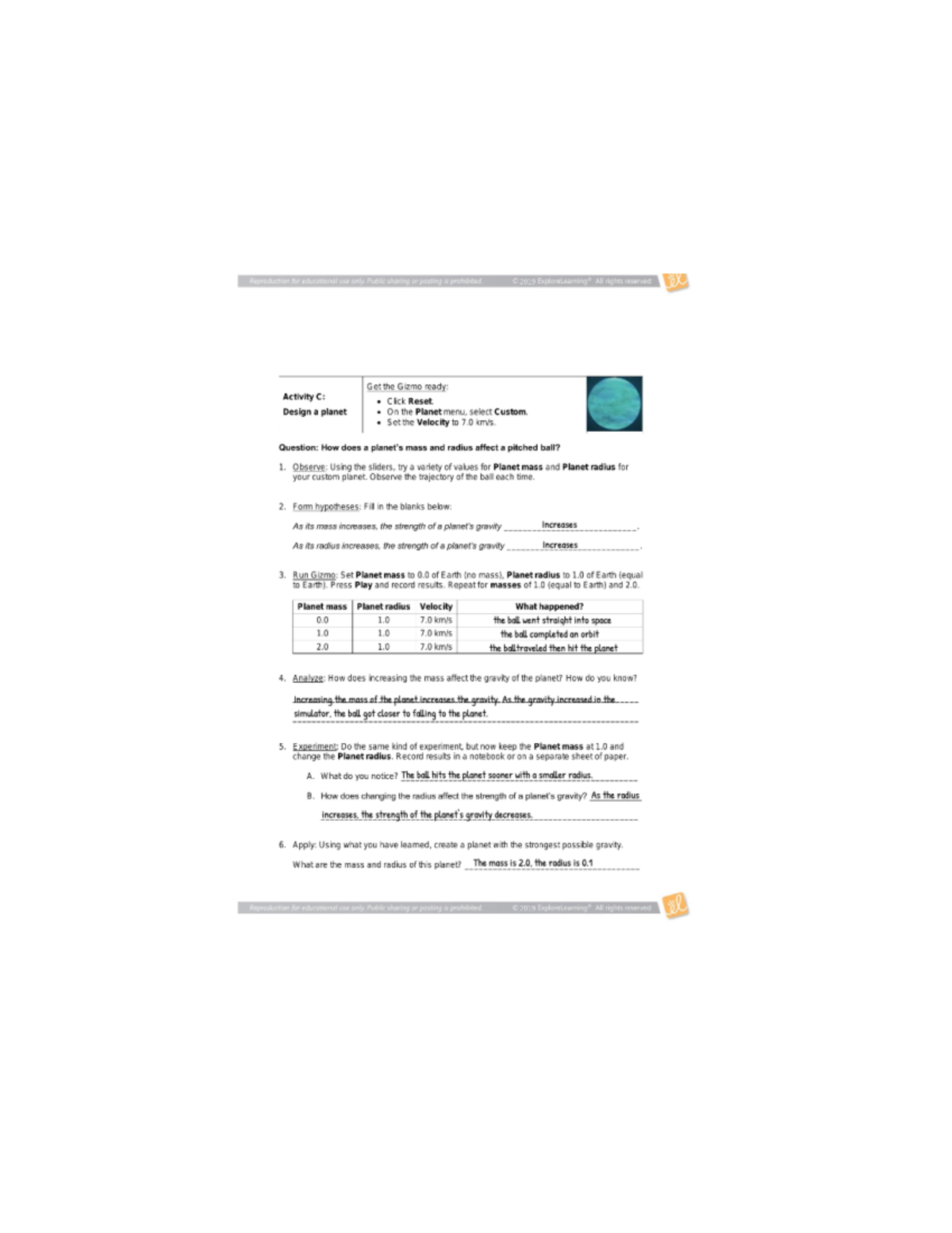 Grav Lab 4 Gizmos Gravity Lab PHYS 114 Studocu