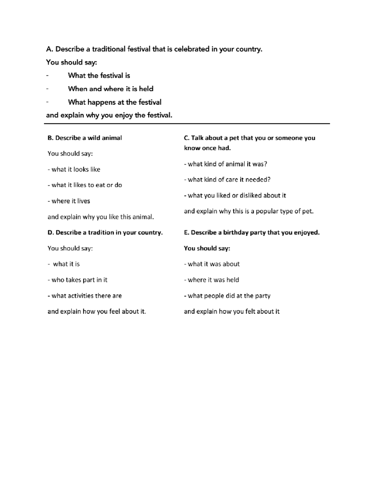 Sample Ielts speaking part 2 - Tieesng anh b1 - Studocu