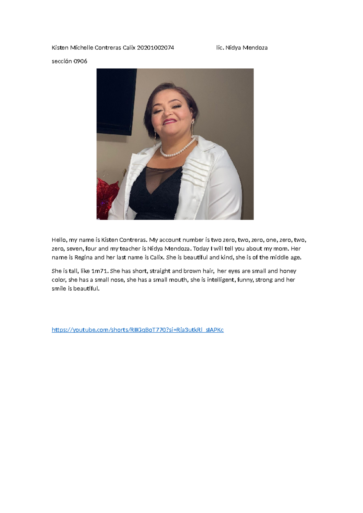 English 1 unah 101 - Kisten Michelle Contreras Calix 20201002074 lic ...