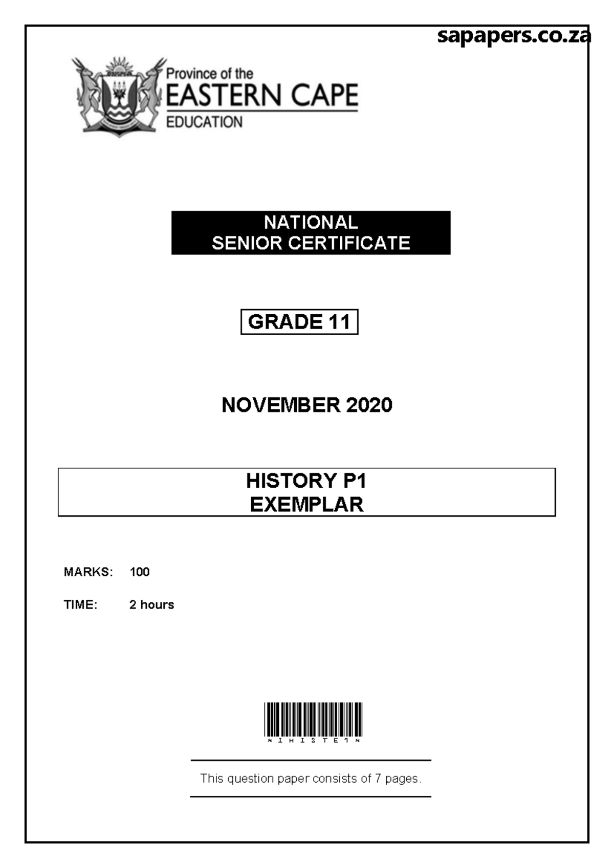 History P1 GR11 QP NOV2020 ENG D - NATIONAL SENIOR CERTIFICATE GRADE 11 ...