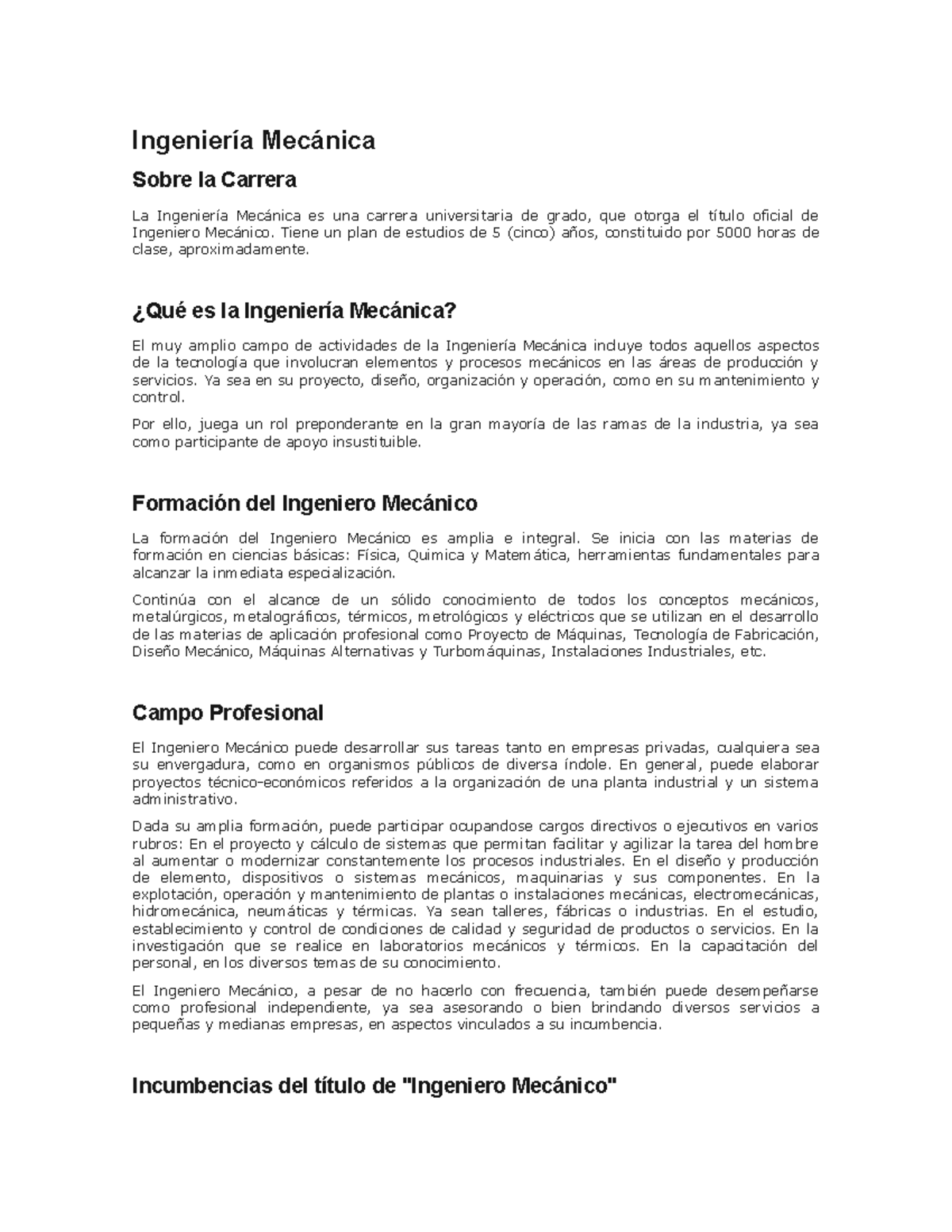 Ingeniería Mecánica - Apuntes - Ingeniería Mecánica Sobre La Carrera La ...